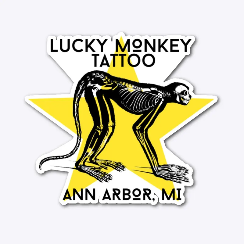 Lucky Monkey Tattoo Skeleton Monkey